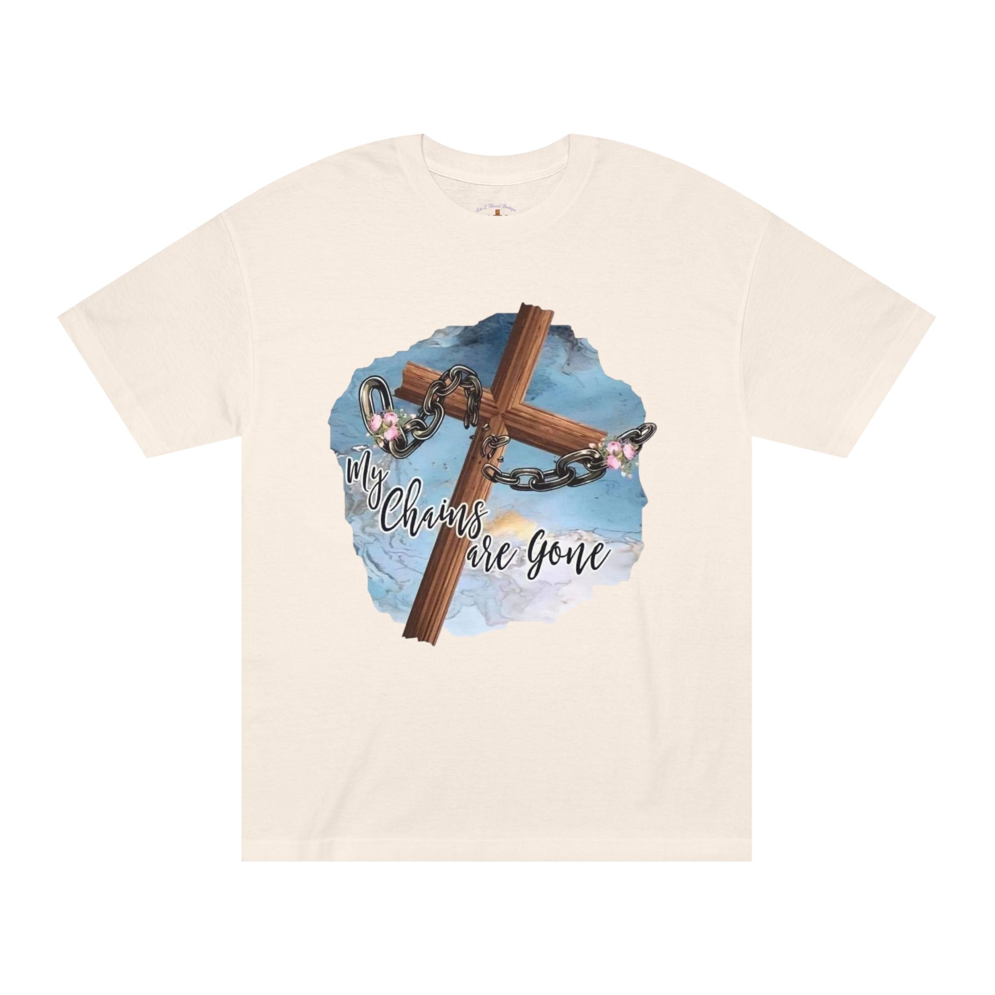 Christian Cross T-Shirt — "My Chains Are Gone" Inspirational Gospel Tee