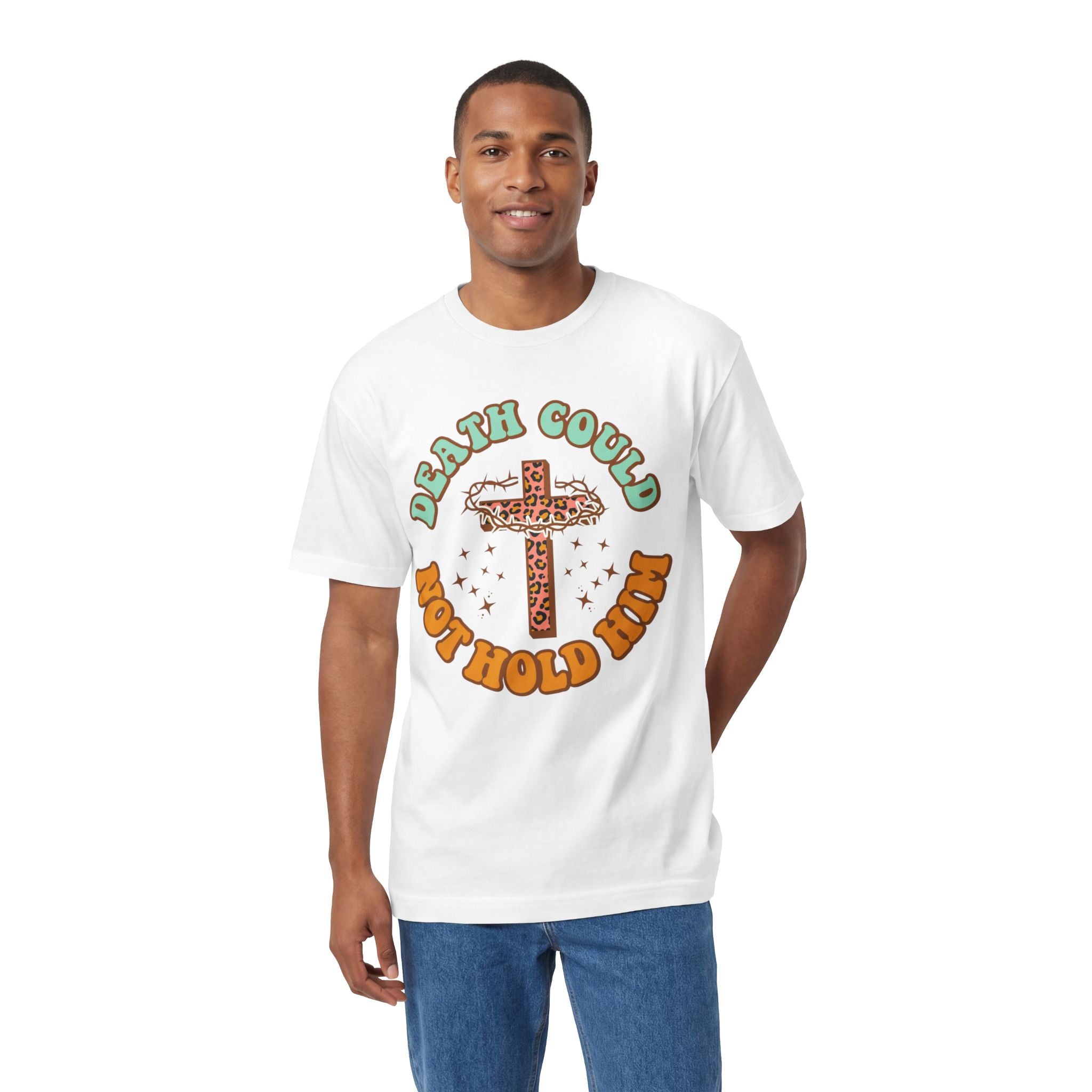 T‑Shirt — "Death Could Not Hold Him" Cross Graphic Tee