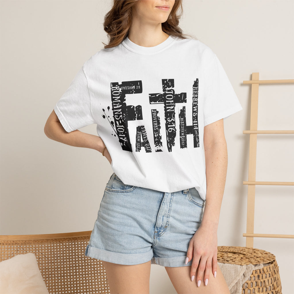 Faith Graphic T-Shirt — Distressed Typography Christian Tee