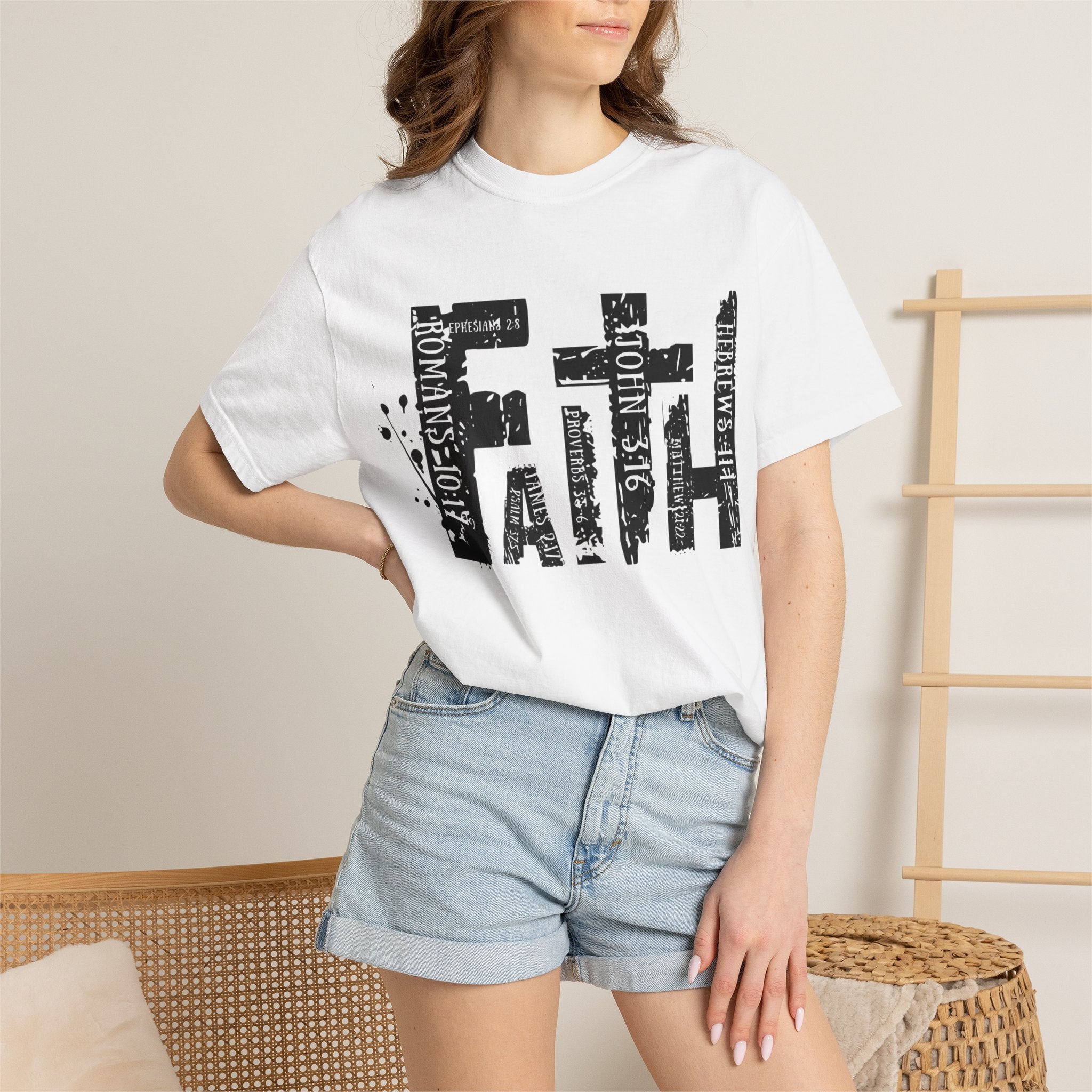 Faith Graphic T-Shirt — Distressed Typography Christian Tee
