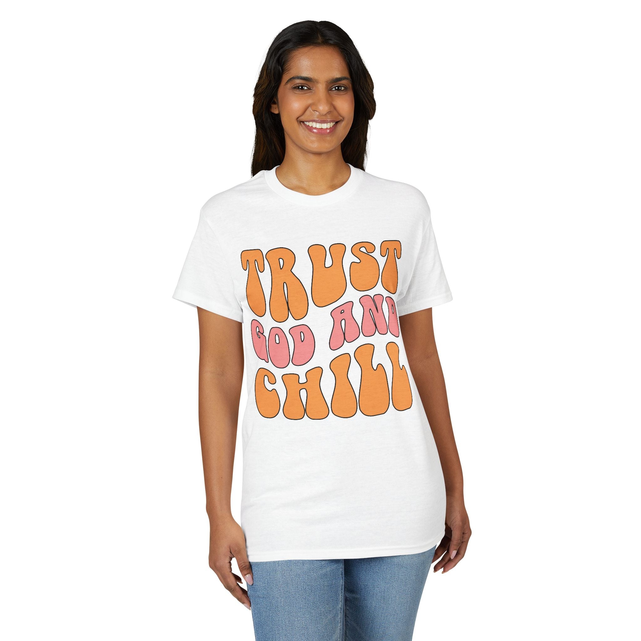 Trust God and Chill T-Shirt — Retro Faith Graphic Tee