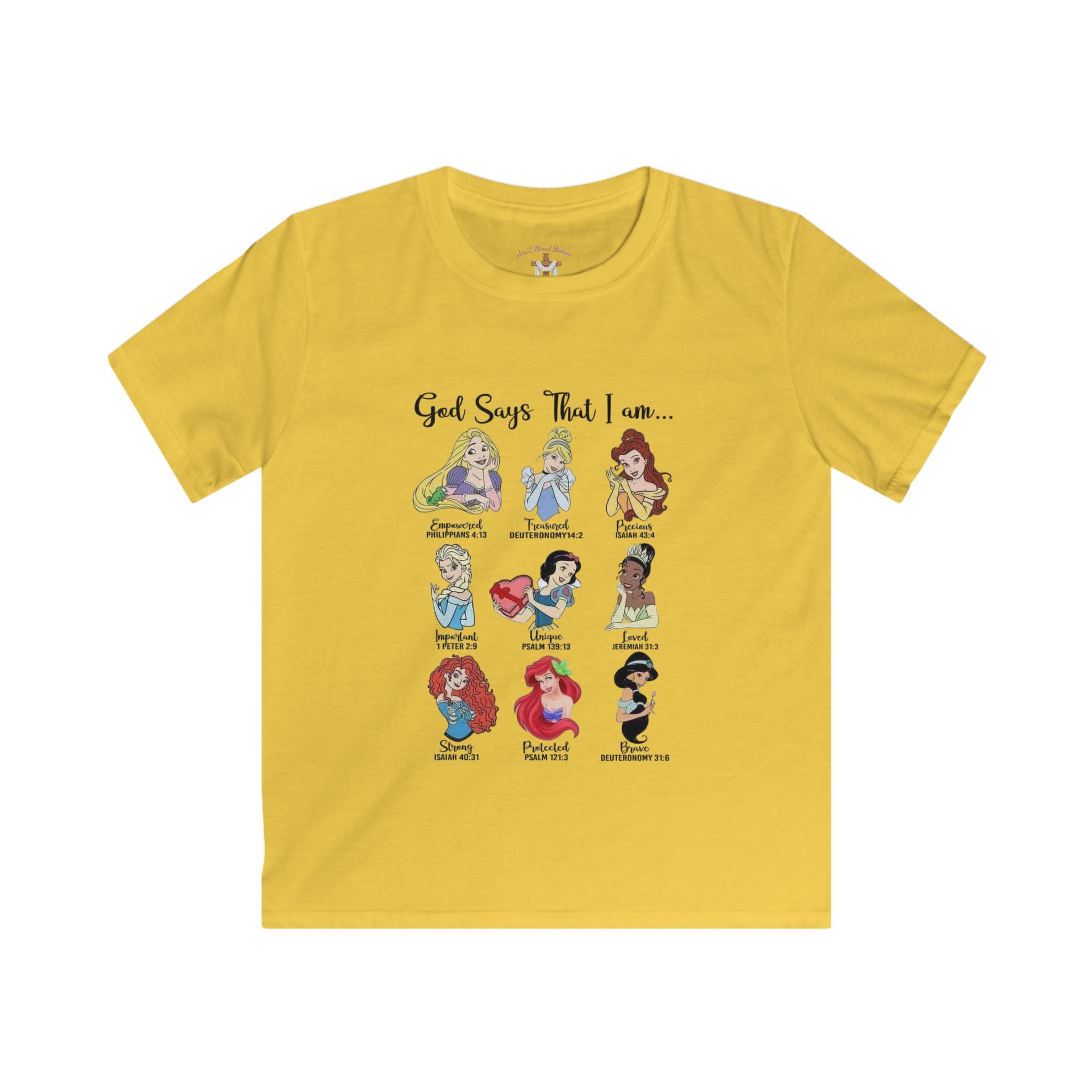 Kids Tee — "God Says That I Am..." Princess Inspirational Graphic