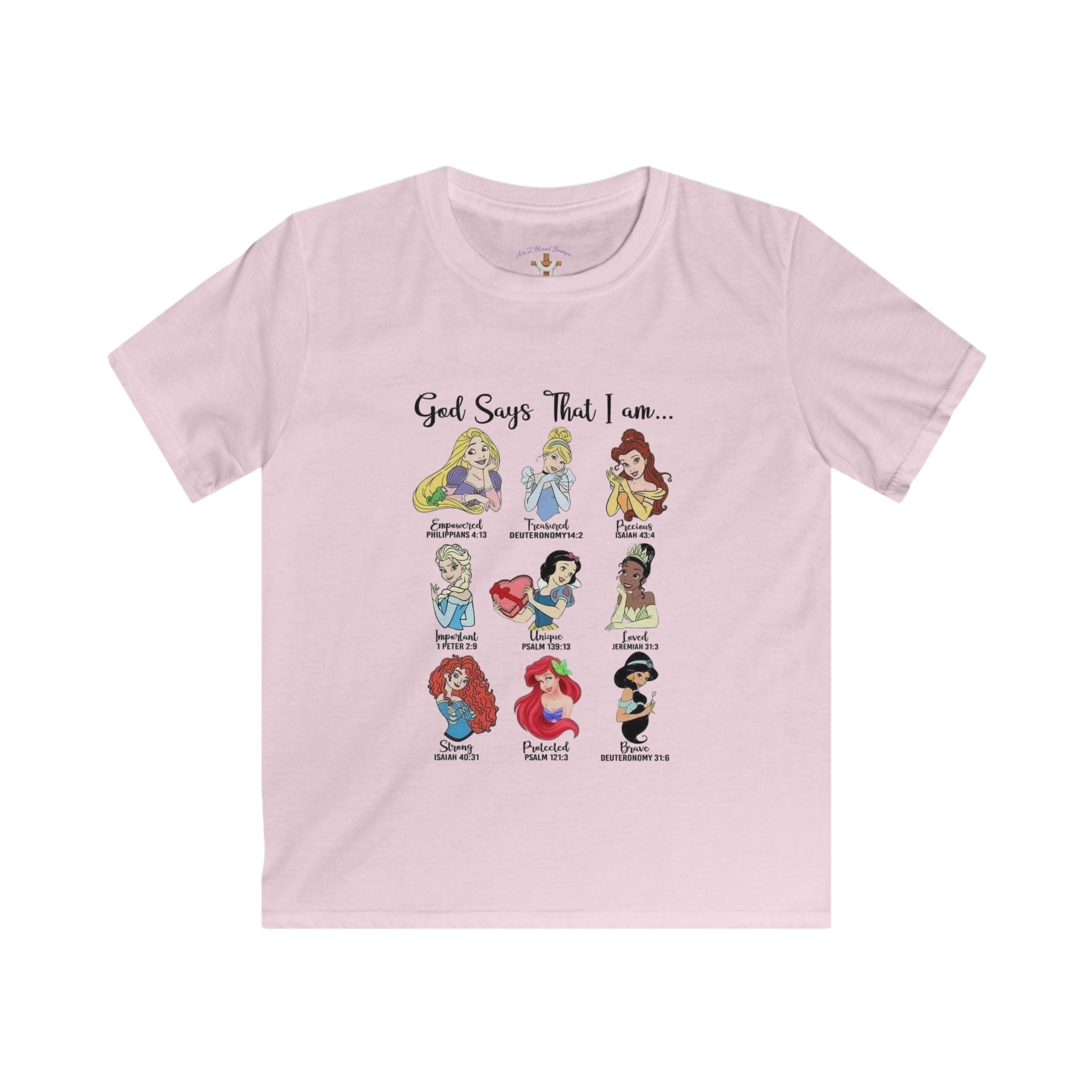 Kids Tee — "God Says That I Am..." Princess Inspirational Graphic