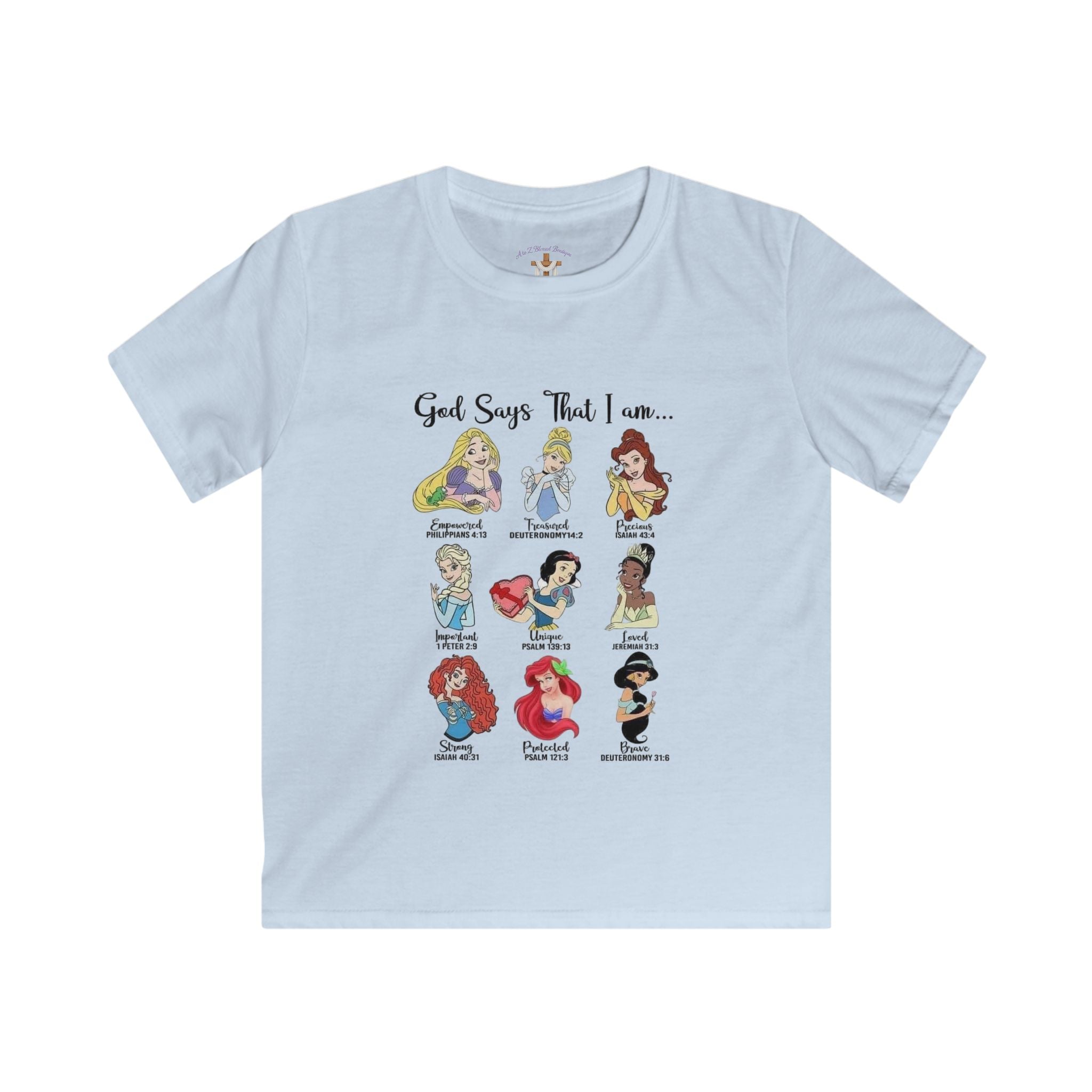 Kids Tee — "God Says That I Am..." Princess Inspirational Graphic