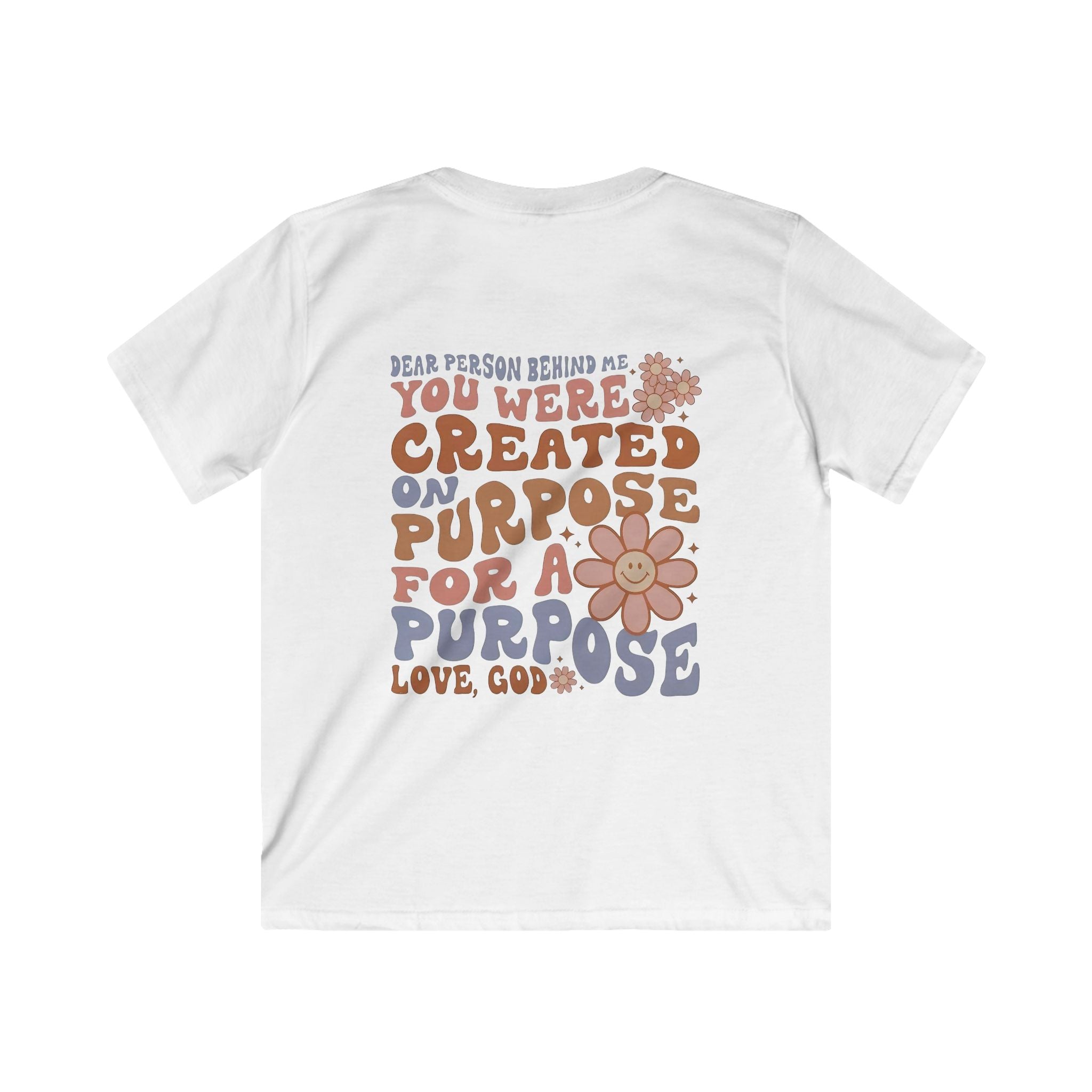 Kids Tee - "You Were Created On Purpose" Floral Faith Graphic