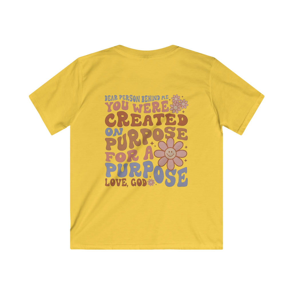 Kids Tee - "You Were Created On Purpose" Floral Faith Graphic