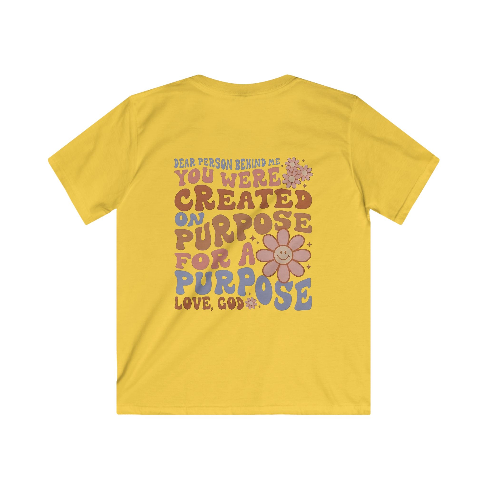 Kids Tee - "You Were Created On Purpose" Floral Faith Graphic