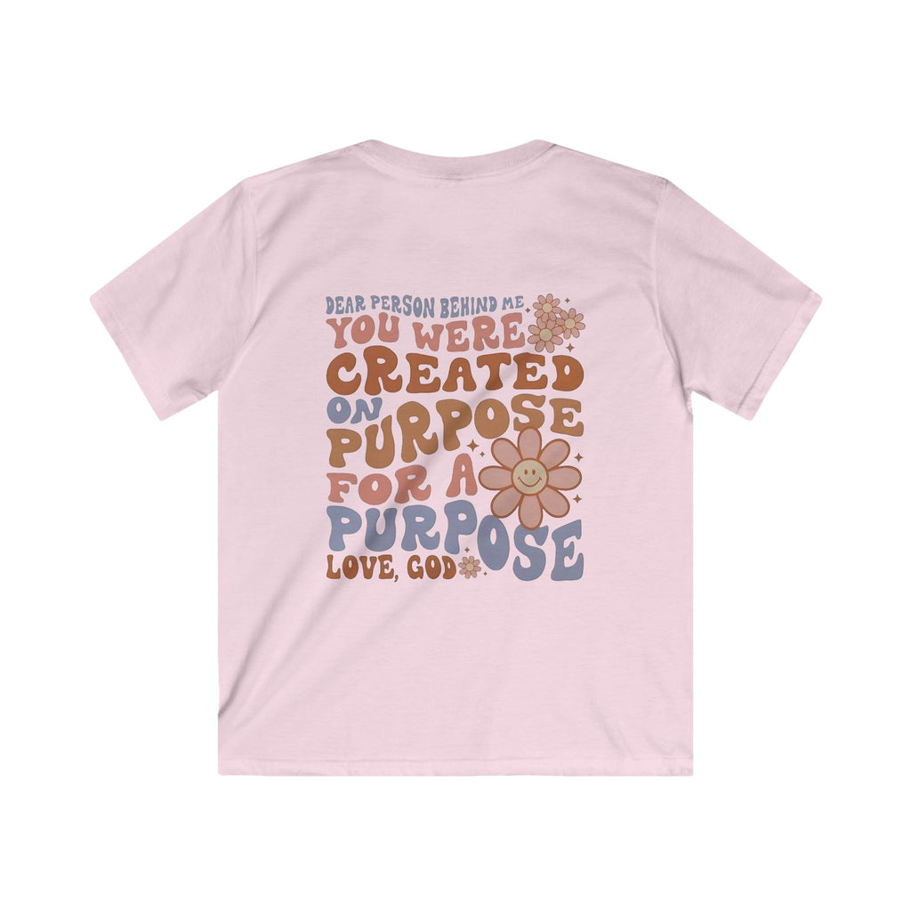 Kids Tee - "You Were Created On Purpose" Floral Faith Graphic