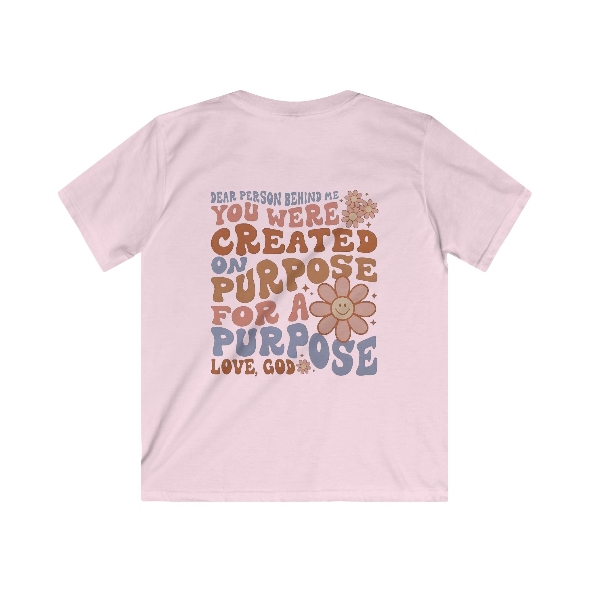 Kids Tee - "You Were Created On Purpose" Floral Faith Graphic