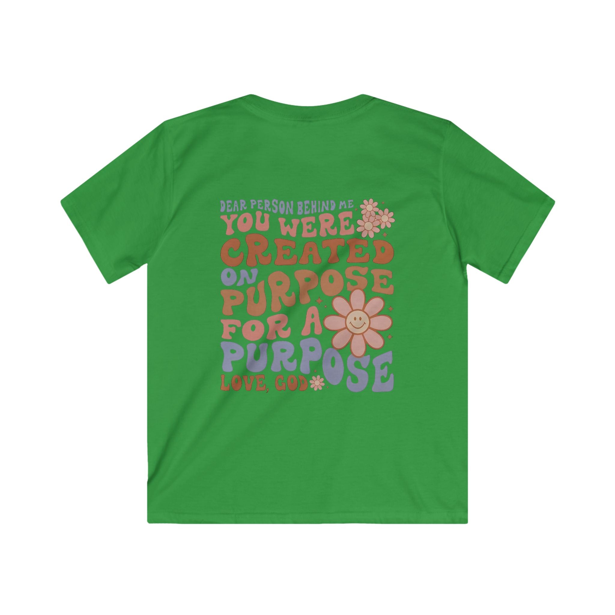 Kids Tee - "You Were Created On Purpose" Floral Faith Graphic