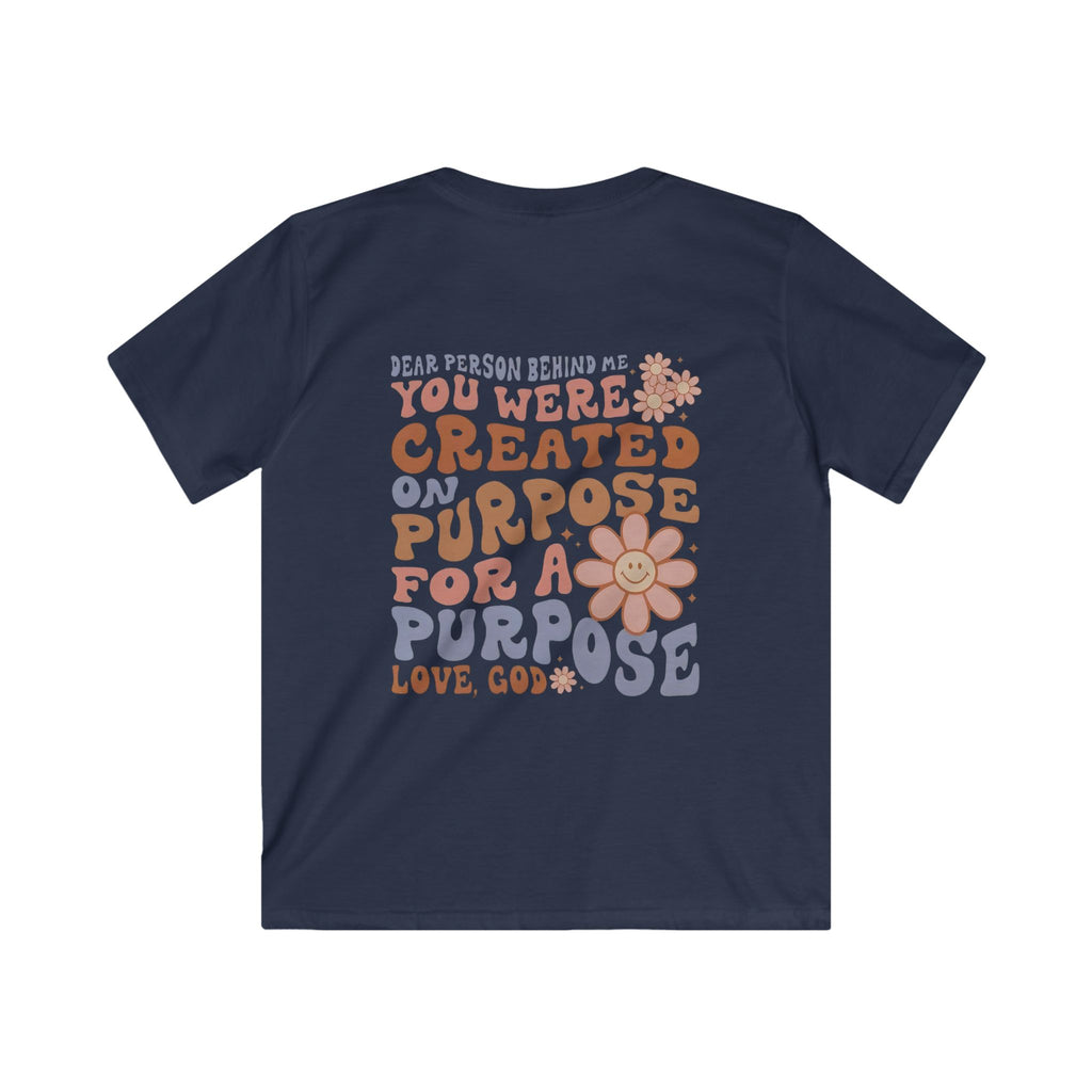 Kids Tee - "You Were Created On Purpose" Floral Faith Graphic