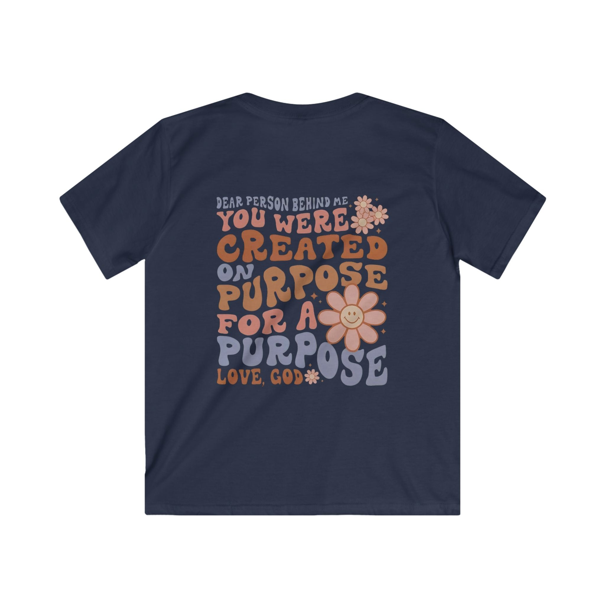 Kids Tee - "You Were Created On Purpose" Floral Faith Graphic