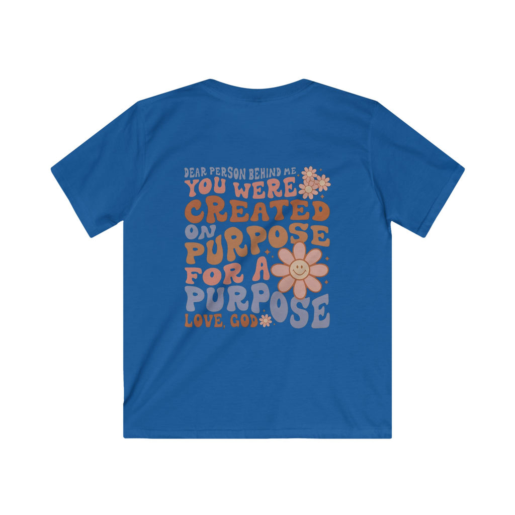 Kids Tee - "You Were Created On Purpose" Floral Faith Graphic