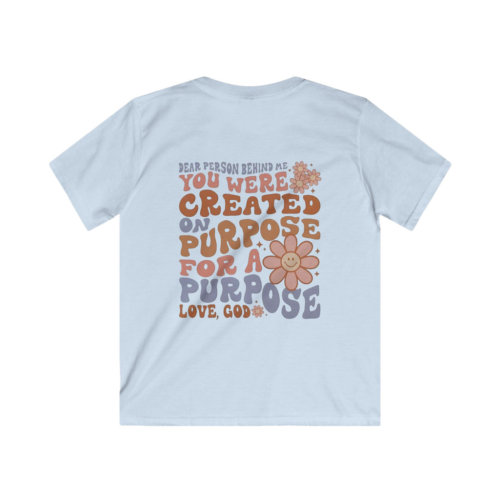Kids Tee - "You Were Created On Purpose" Floral Faith Graphic