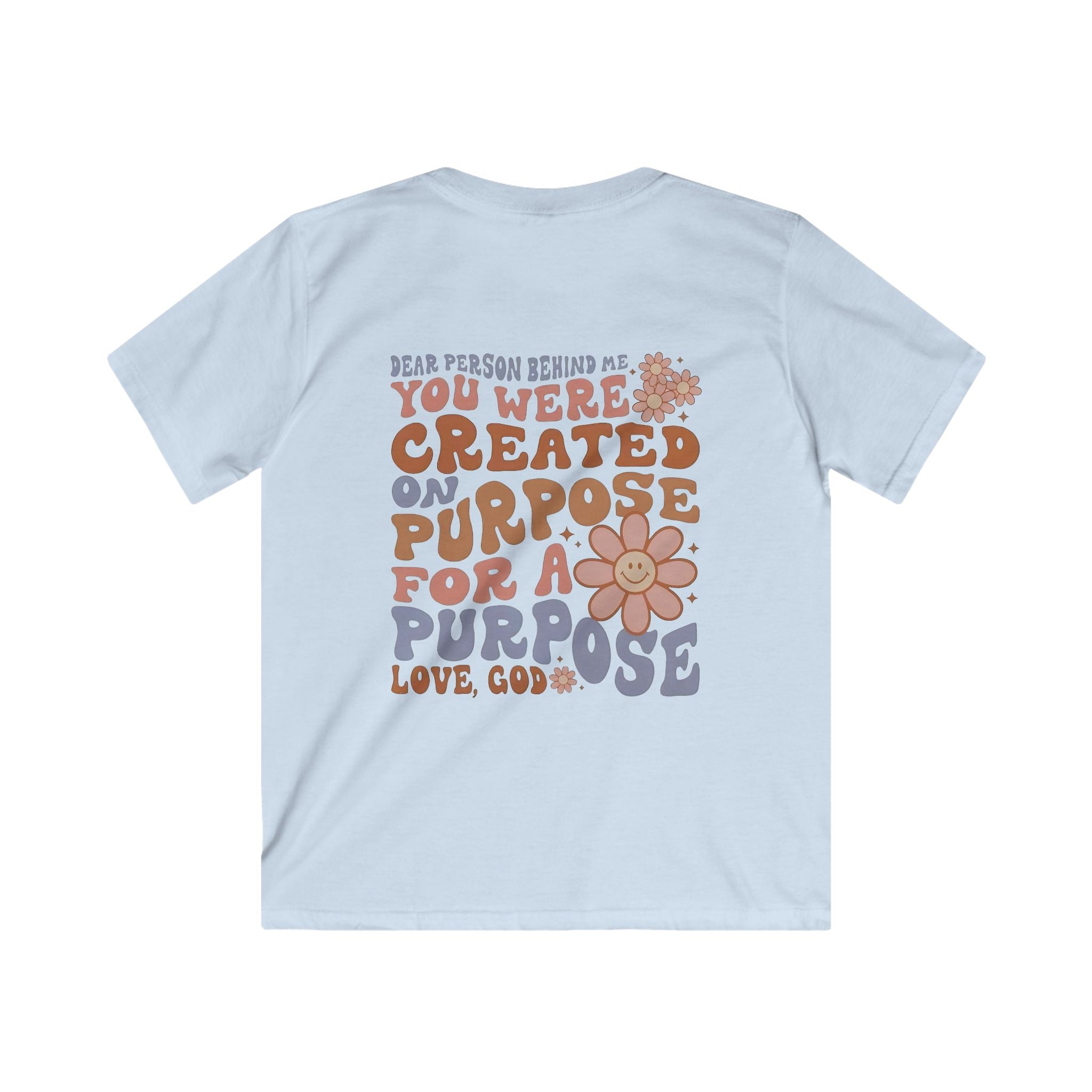 Kids Tee - "You Were Created On Purpose" Floral Faith Graphic