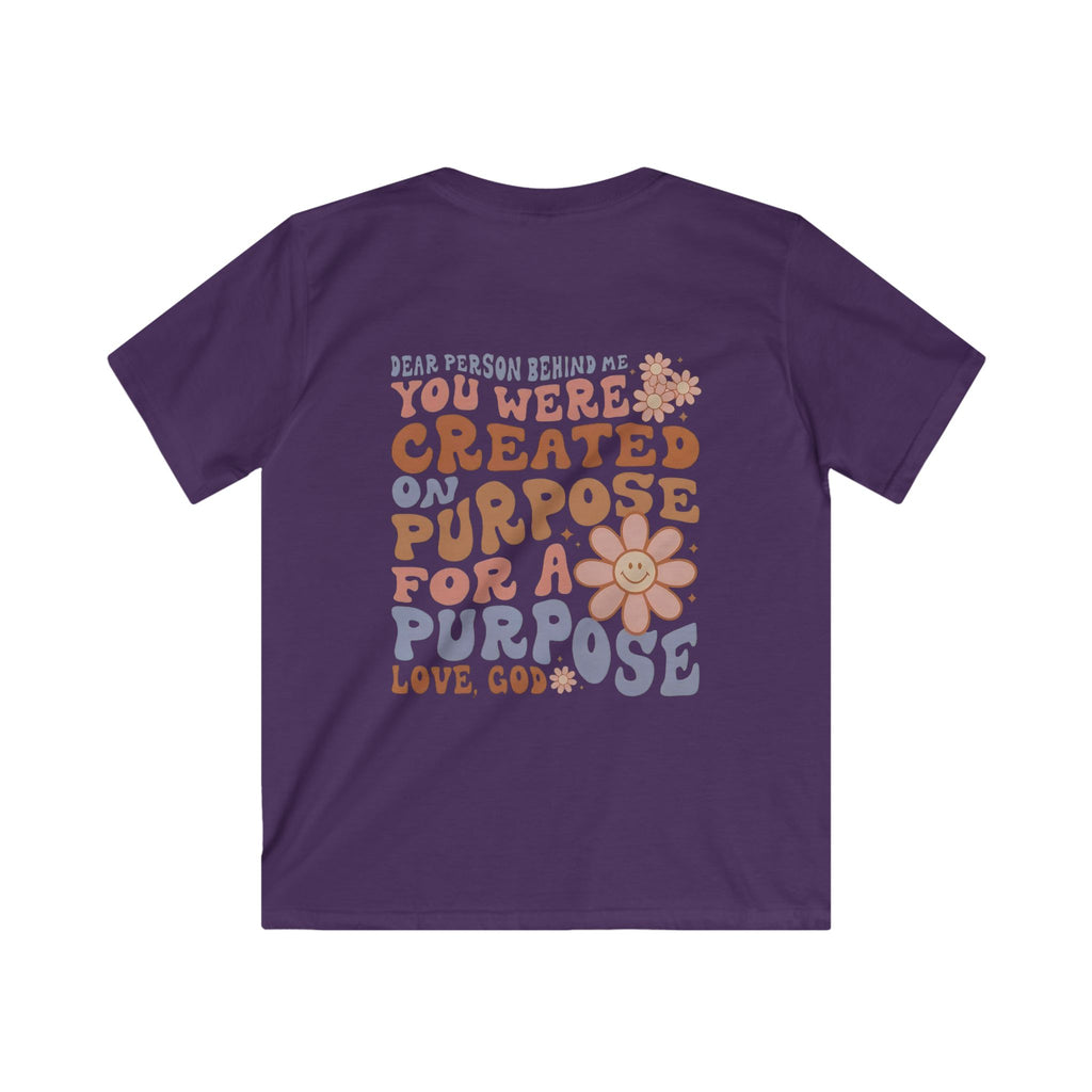 Kids Tee - "You Were Created On Purpose" Floral Faith Graphic