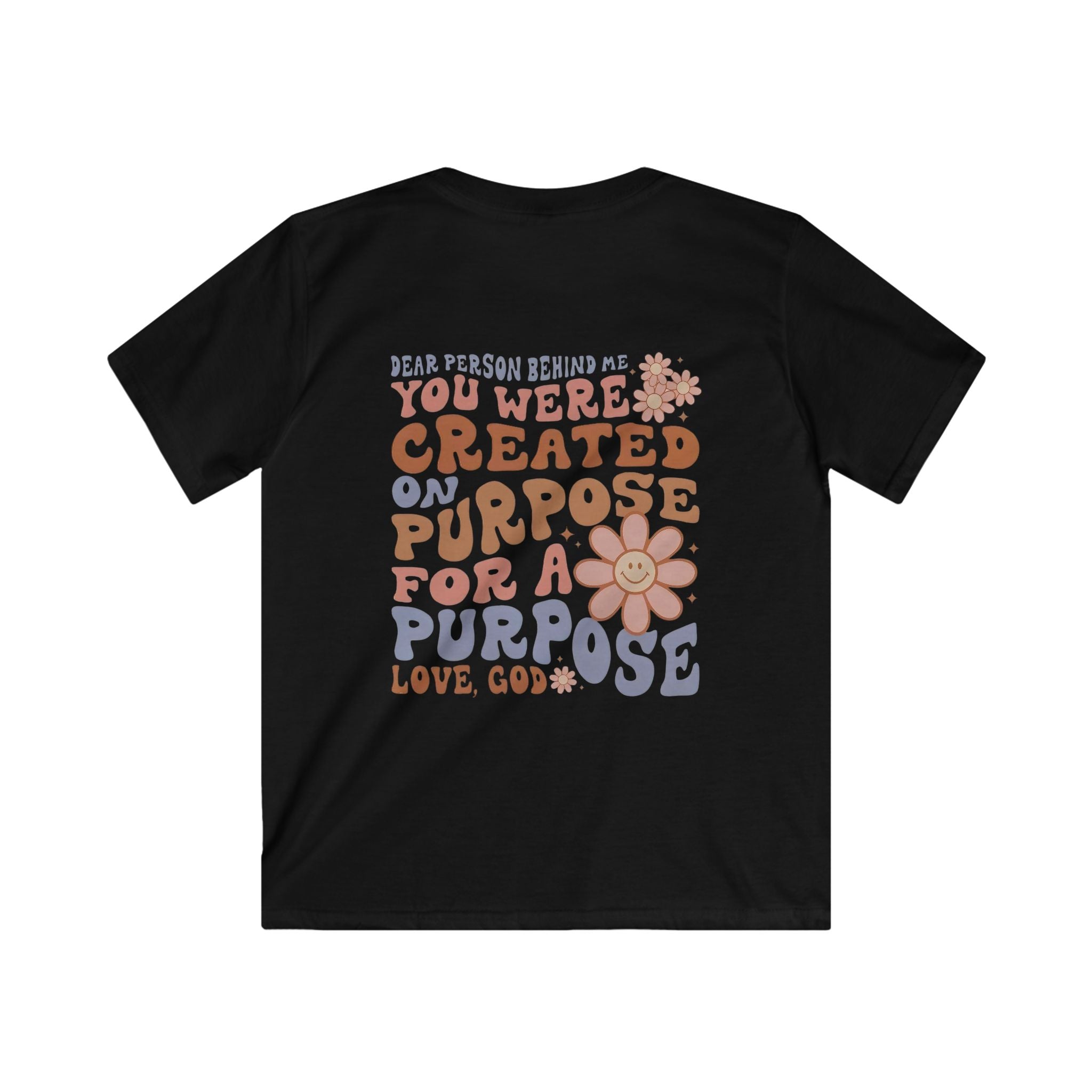 Kids Tee - "You Were Created On Purpose" Floral Faith Graphic
