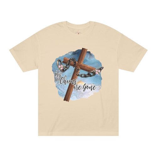 Christian Cross T-Shirt — "My Chains Are Gone" Inspirational Gospel Tee