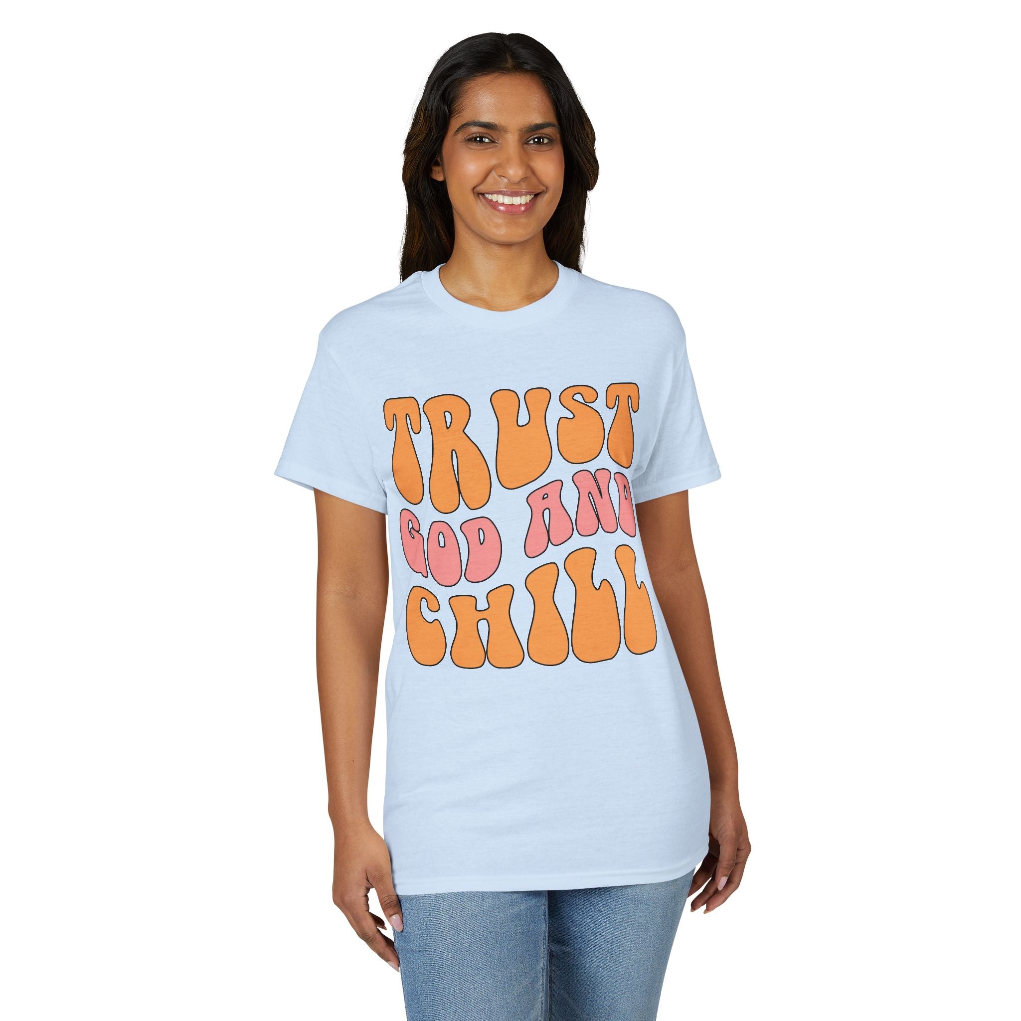 Trust God and Chill T-Shirt — Retro Faith Graphic Tee