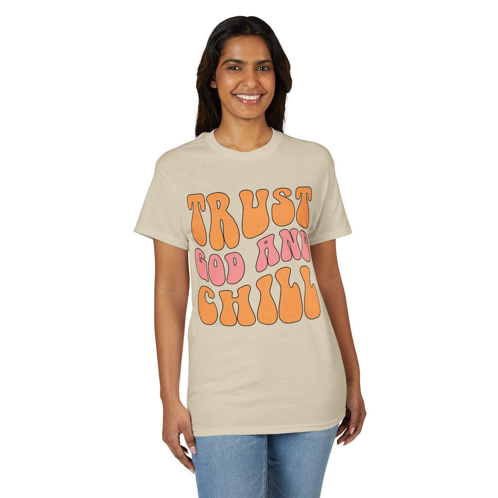 Trust God and Chill T-Shirt — Retro Faith Graphic Tee