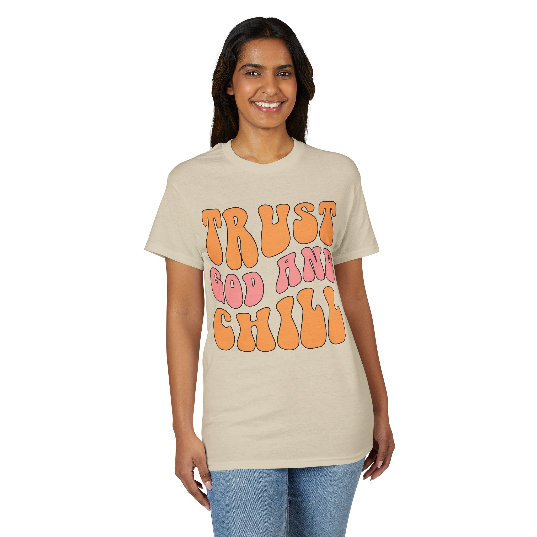 Trust God and Chill T-Shirt — Retro Faith Graphic Tee