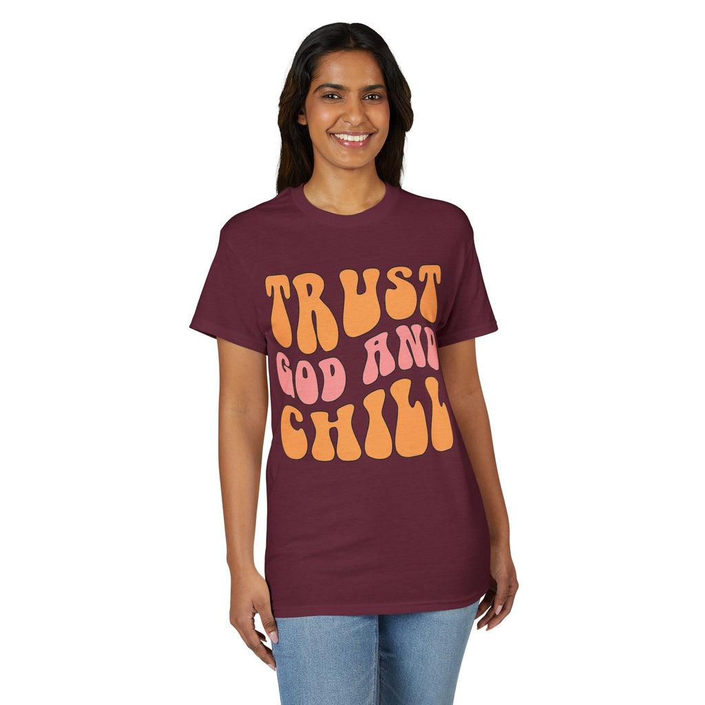 Trust God and Chill T-Shirt — Retro Faith Graphic Tee