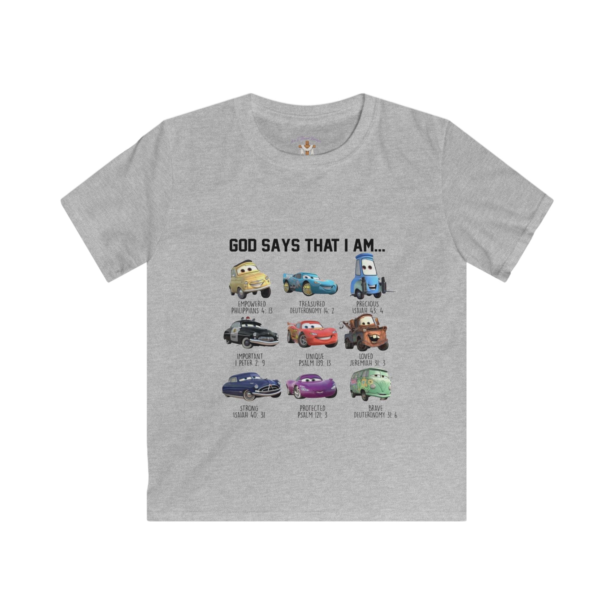Kids Lightning McQueen-Inspired Tee — "God says I am like Lightning McQueen and friends"