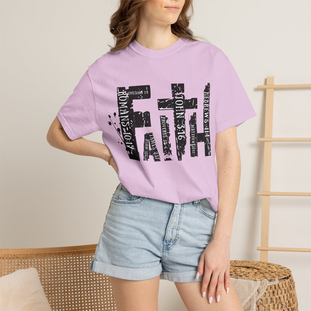 Faith Graphic T-Shirt — Distressed Typography Christian Tee
