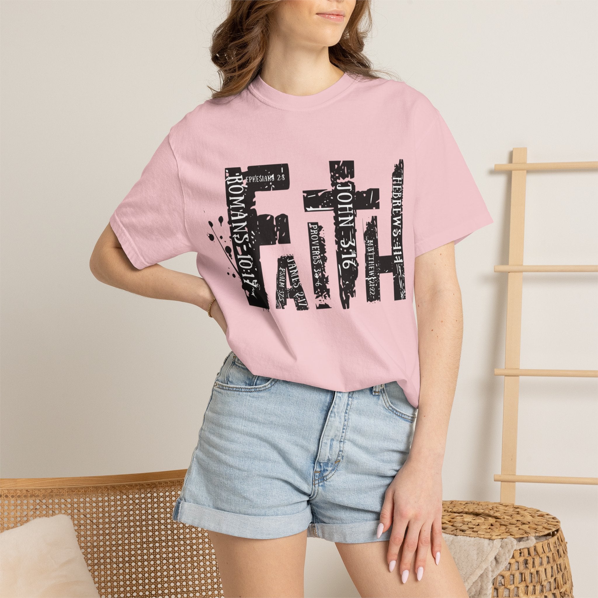 Faith Graphic T-Shirt — Distressed Typography Christian Tee
