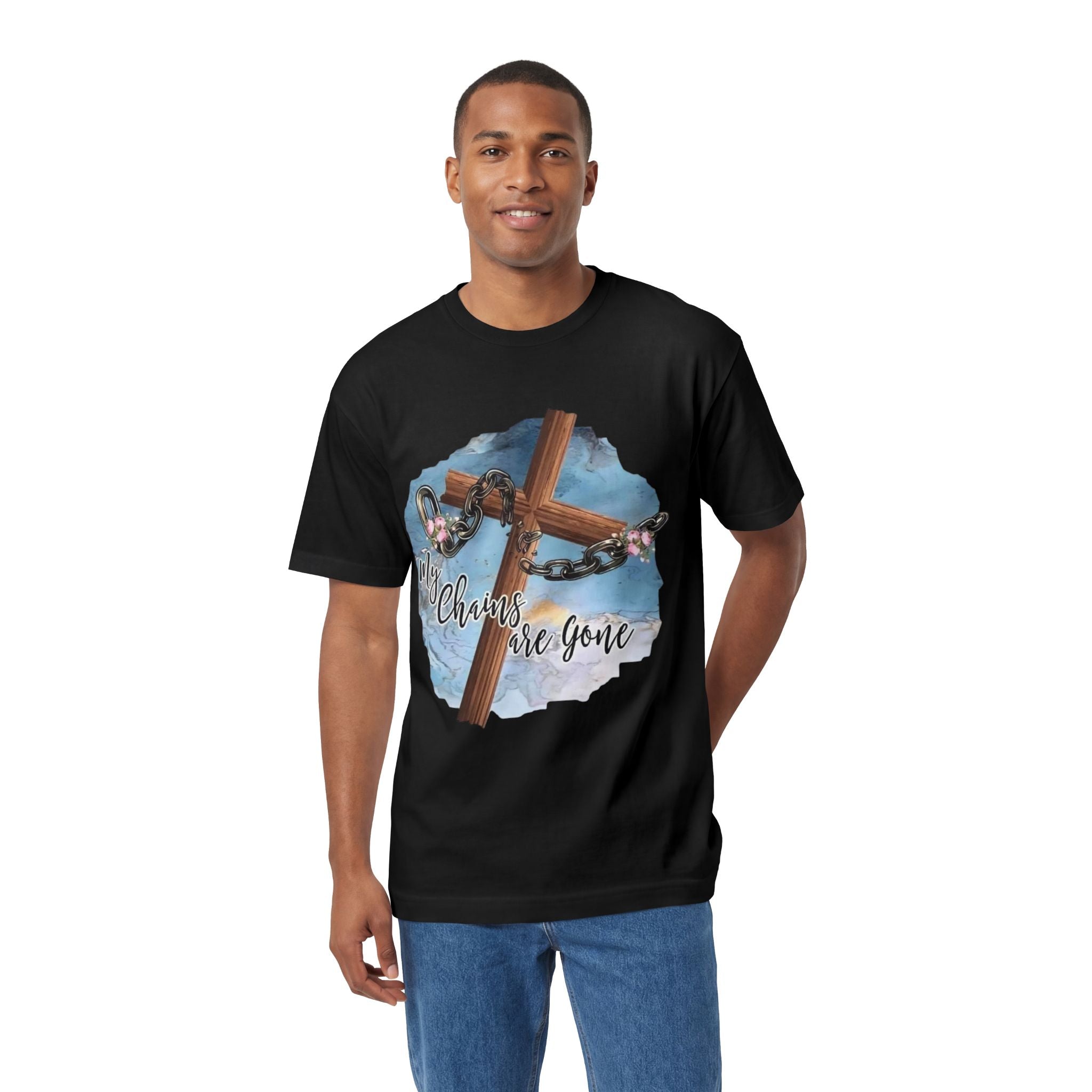 Christian Cross T-Shirt — "My Chains Are Gone" Inspirational Gospel Tee