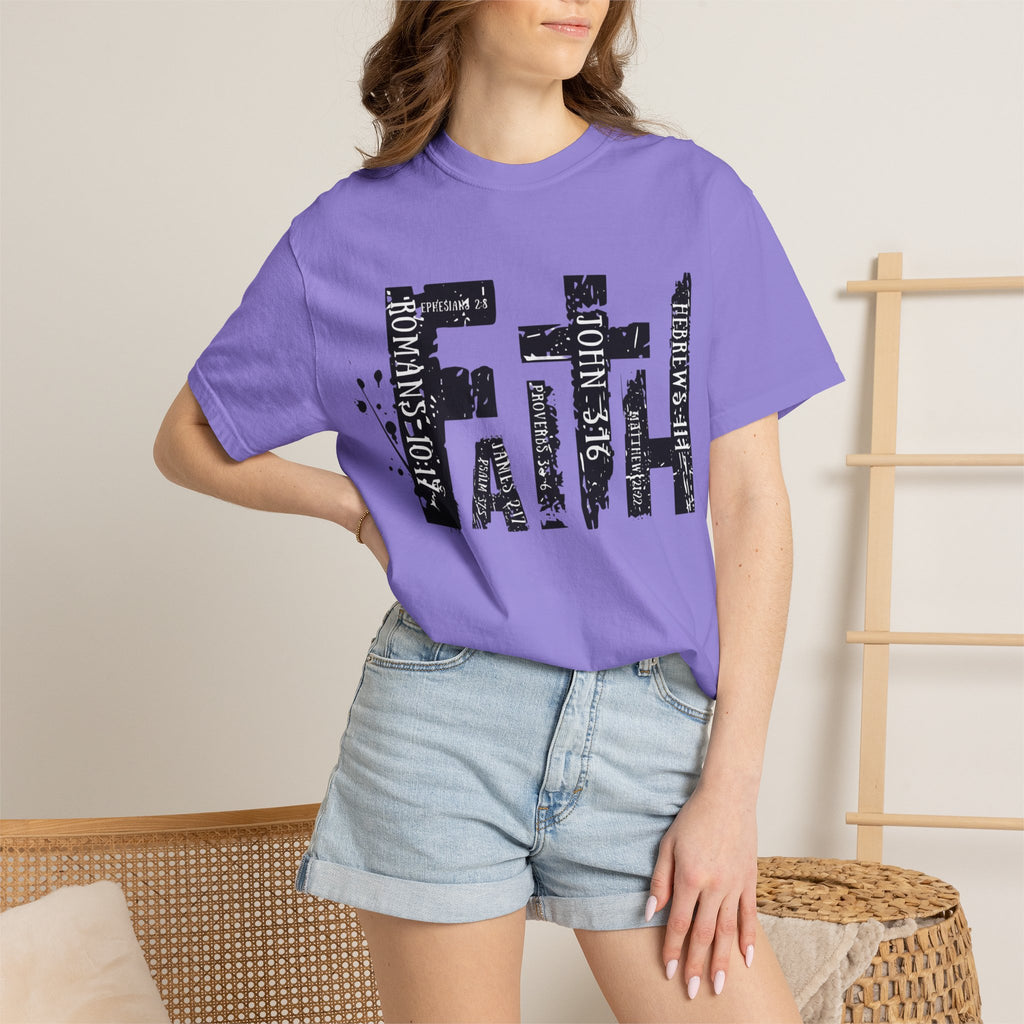 Faith Graphic T-Shirt — Distressed Typography Christian Tee