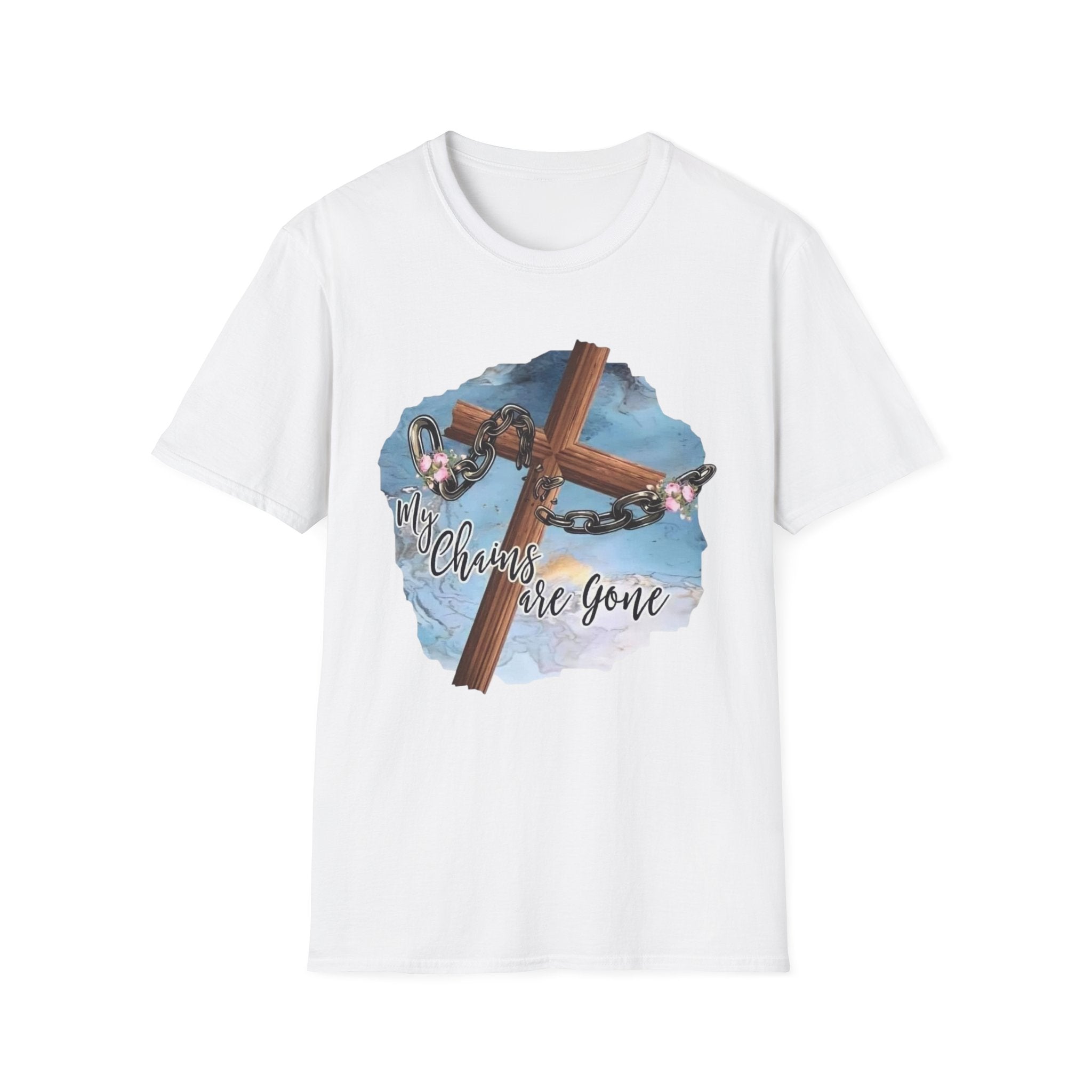 Faith-Inspired Unisex Softstyle T-Shirt - "All Chains are Gone"