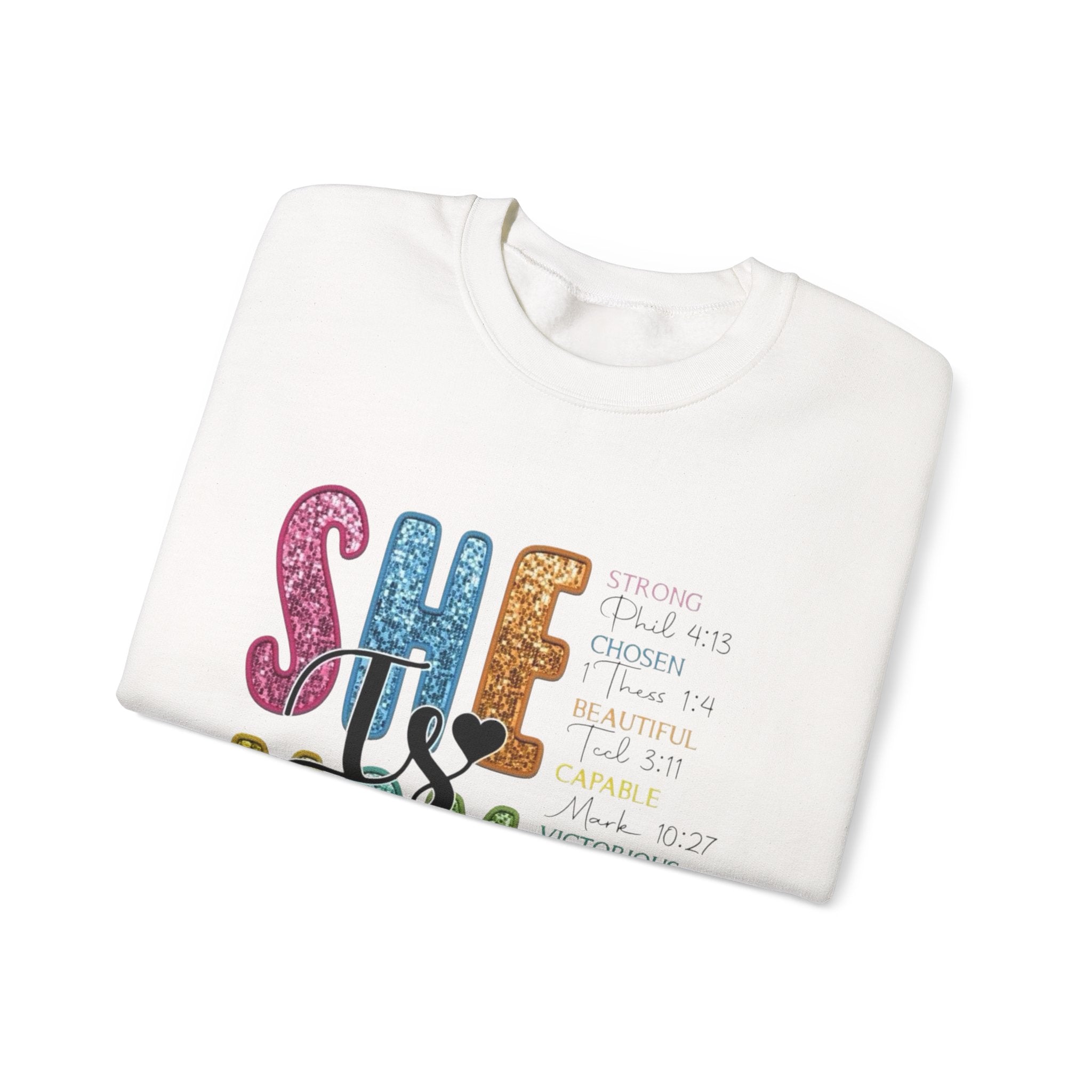 She Is Mom Glitter Crewneck Sweatshirt