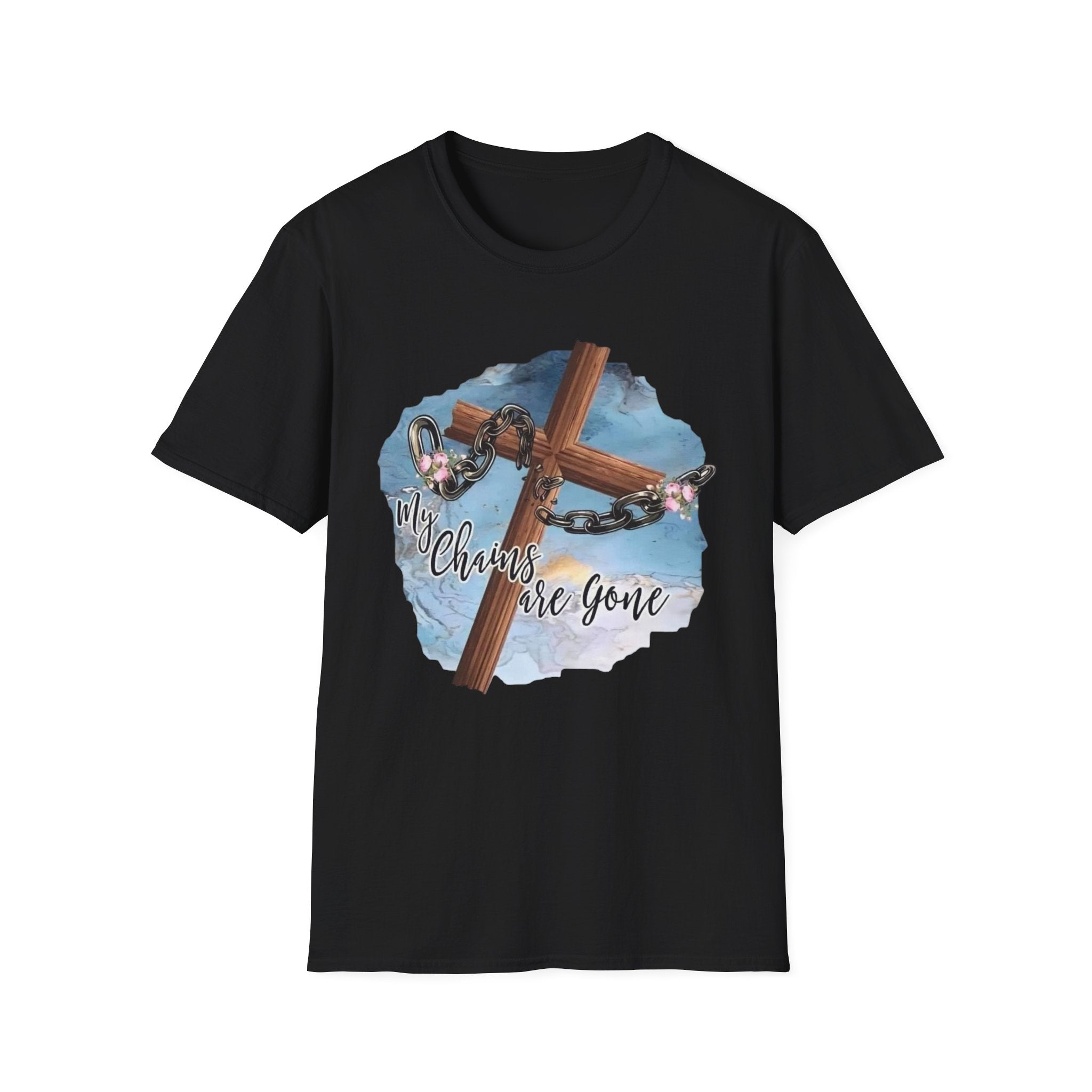Faith-Inspired Unisex Softstyle T-Shirt - "All Chains are Gone"