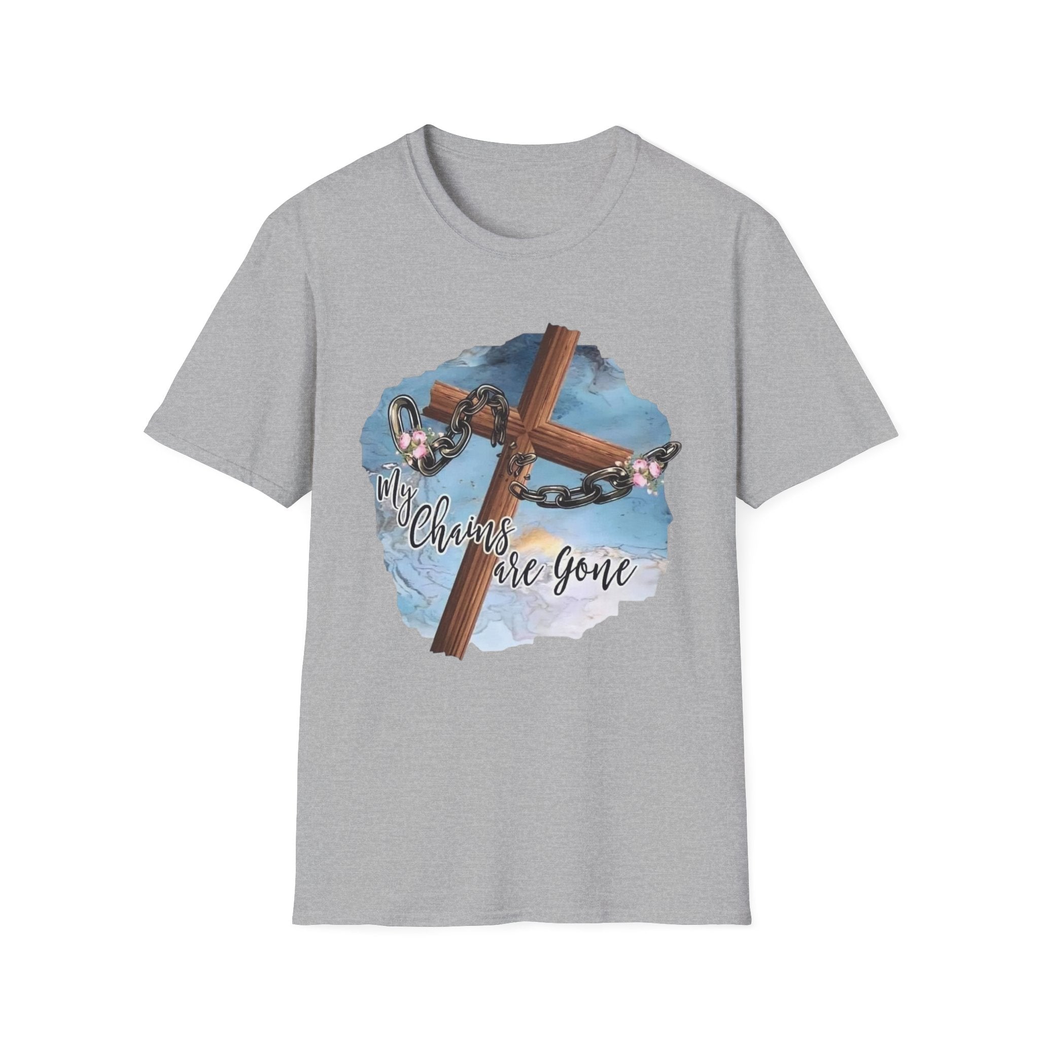 Faith-Inspired Unisex Softstyle T-Shirt - "All Chains are Gone"