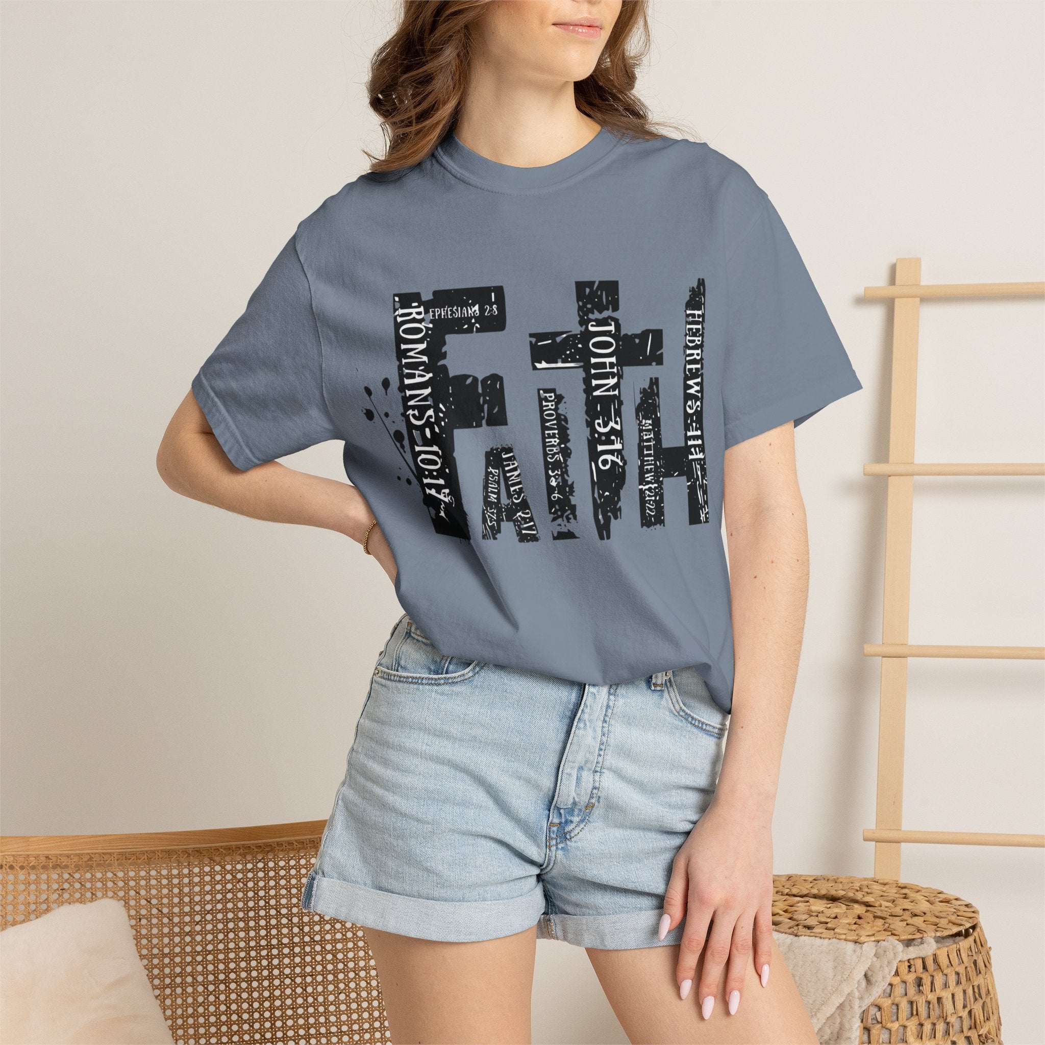 Faith Graphic T-Shirt — Distressed Typography Christian Tee