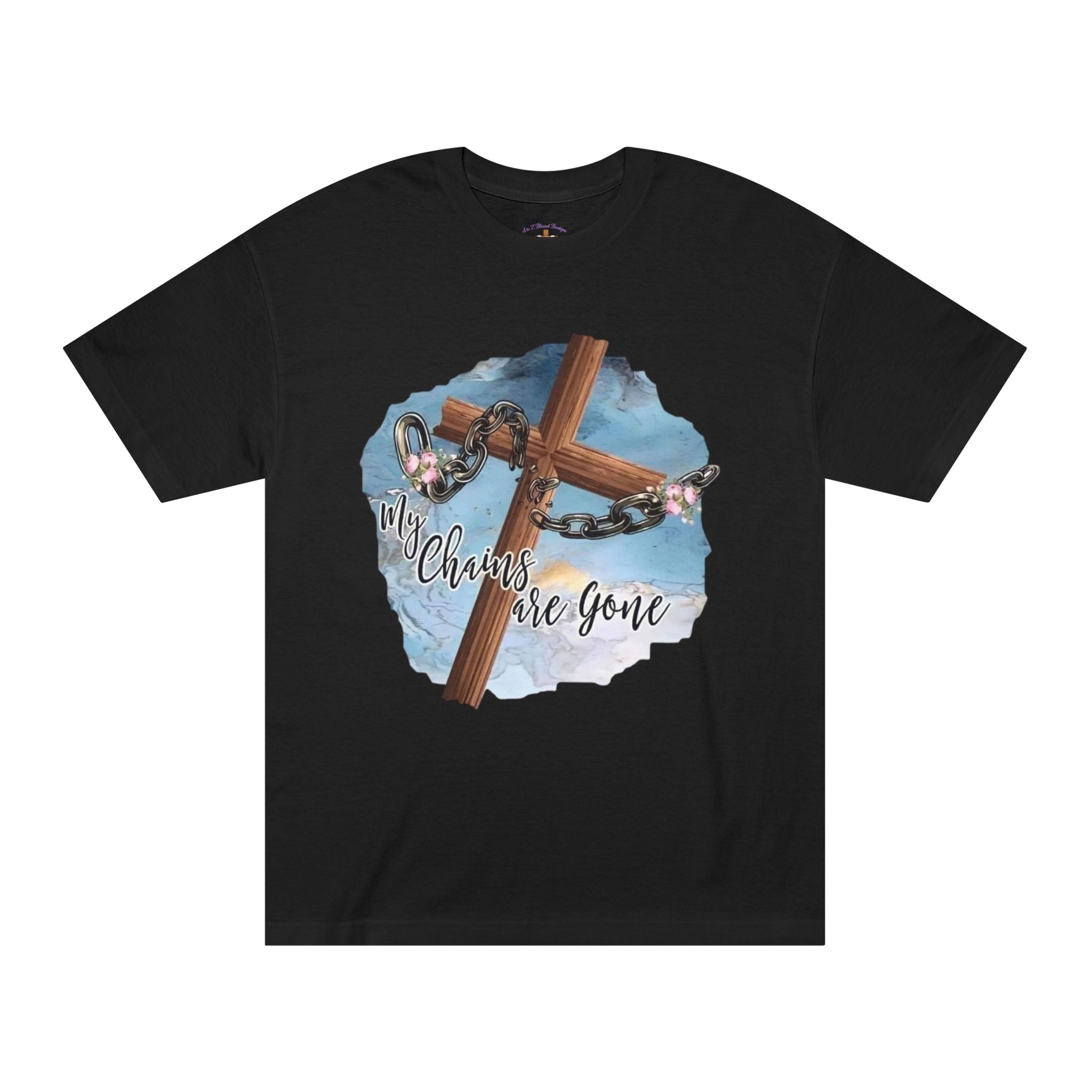 Christian Cross T-Shirt — "My Chains Are Gone" Inspirational Gospel Tee