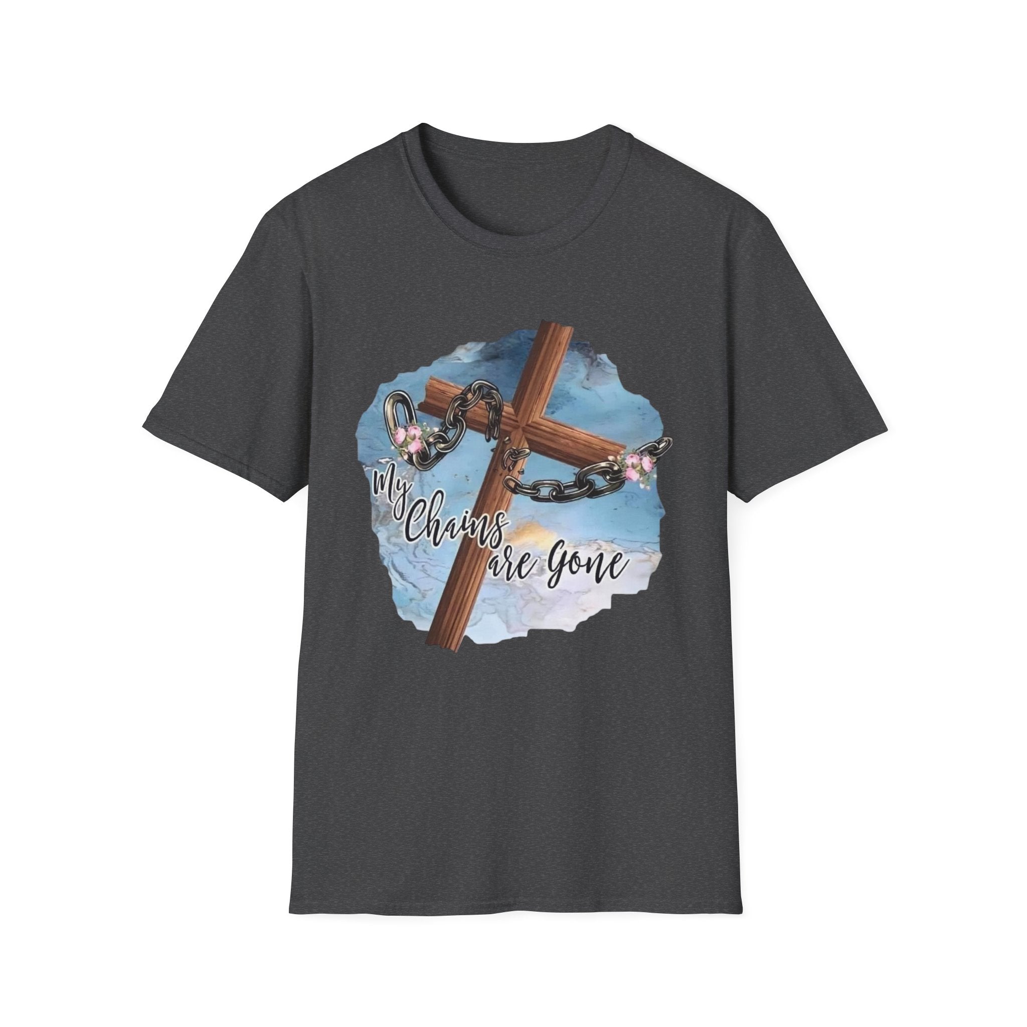 Faith-Inspired Unisex Softstyle T-Shirt - "All Chains are Gone"