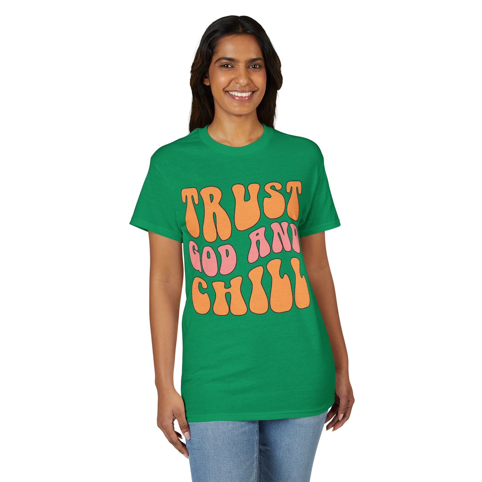 Trust God and Chill T-Shirt — Retro Faith Graphic Tee