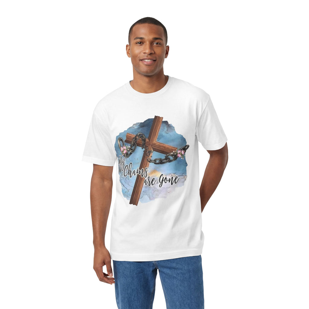 Christian Cross T-Shirt — "My Chains Are Gone" Inspirational Gospel Tee