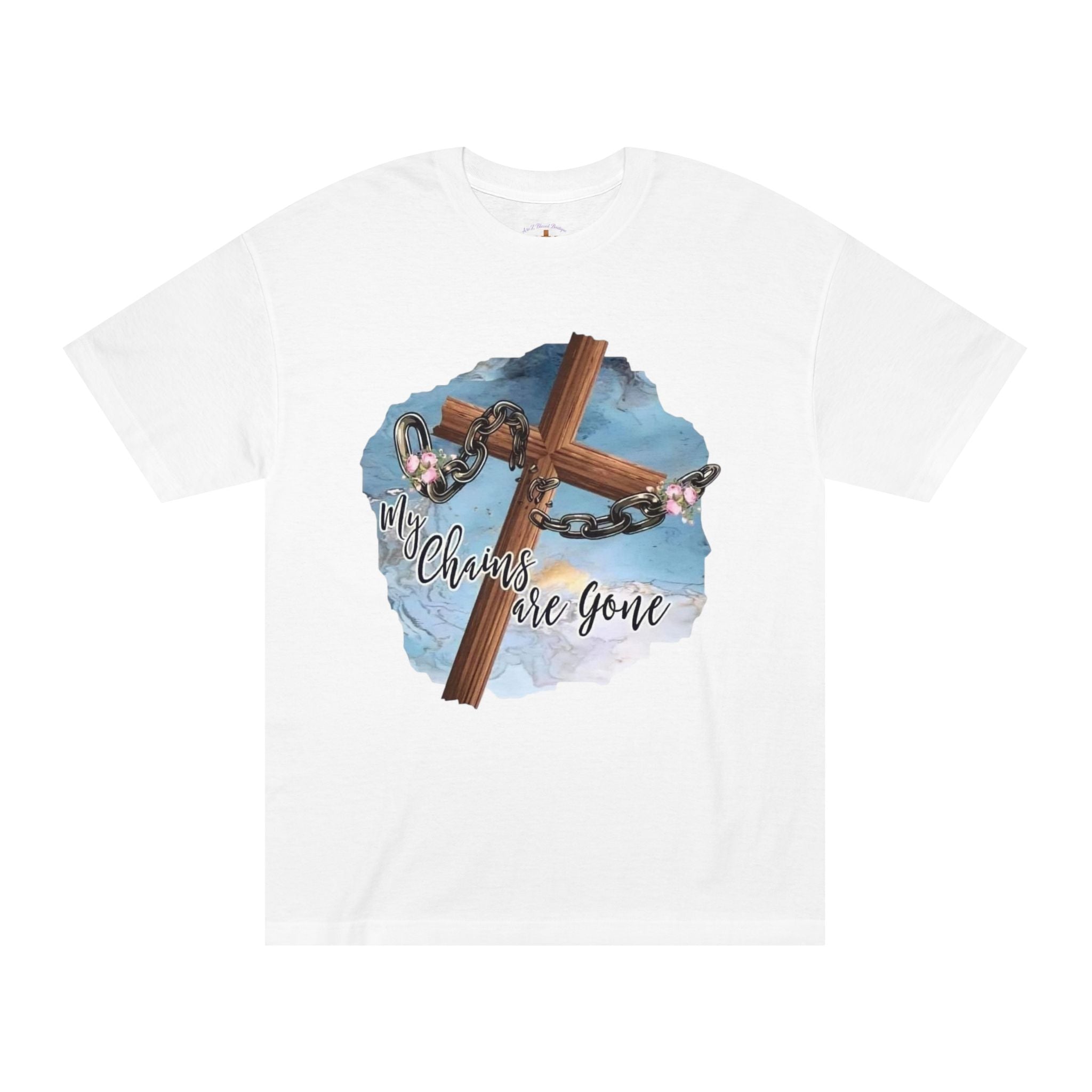 Christian Cross T-Shirt — "My Chains Are Gone" Inspirational Gospel Tee