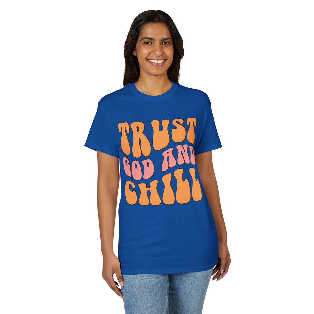 Trust God and Chill T-Shirt — Retro Faith Graphic Tee