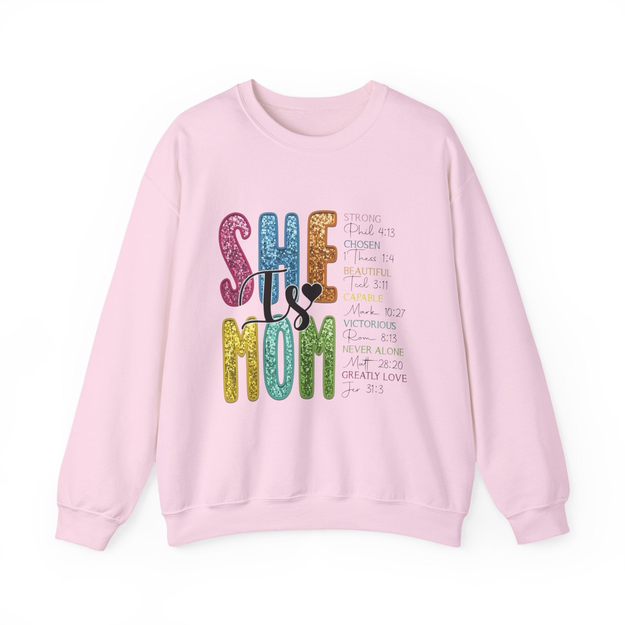 She Is Mom Glitter Crewneck Sweatshirt