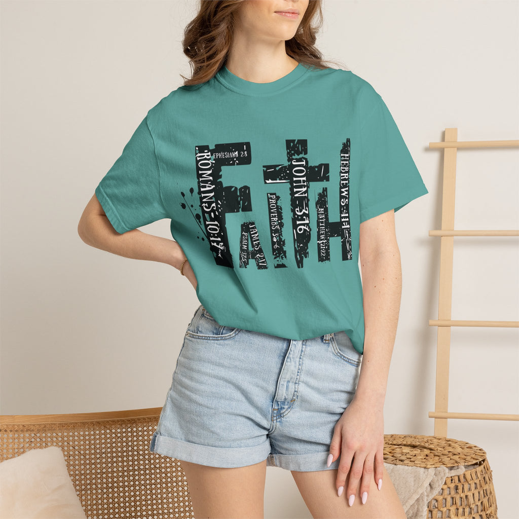Faith Graphic T-Shirt — Distressed Typography Christian Tee
