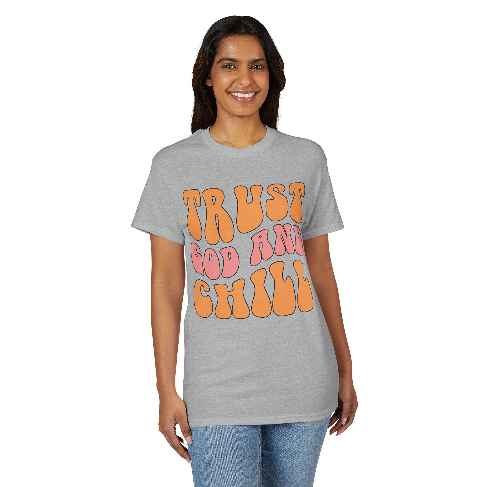Trust God and Chill T-Shirt — Retro Faith Graphic Tee