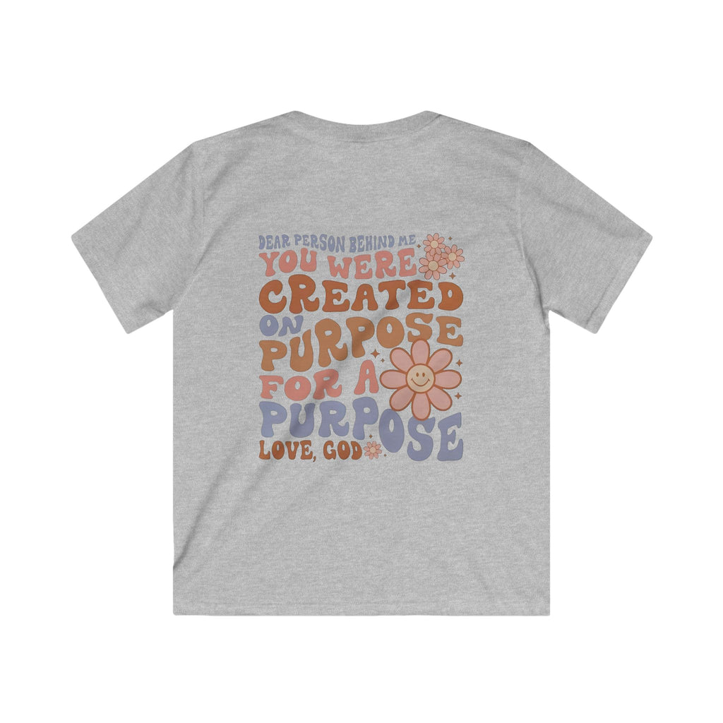 Kids Tee - "You Were Created On Purpose" Floral Faith Graphic