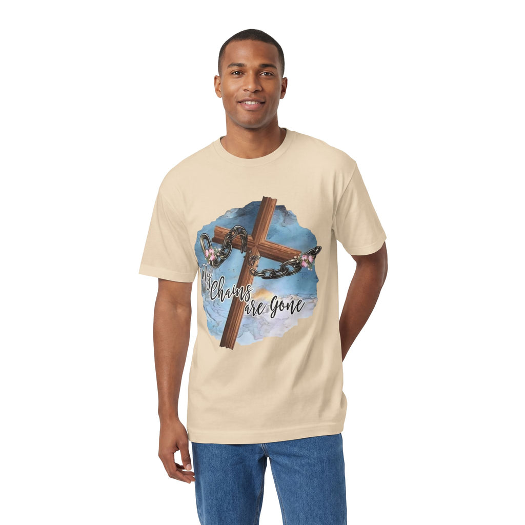 Christian Cross T-Shirt — "My Chains Are Gone" Inspirational Gospel Tee