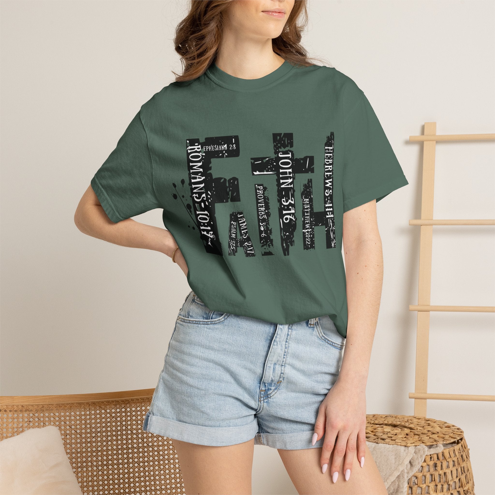 Faith Graphic T-Shirt — Distressed Typography Christian Tee