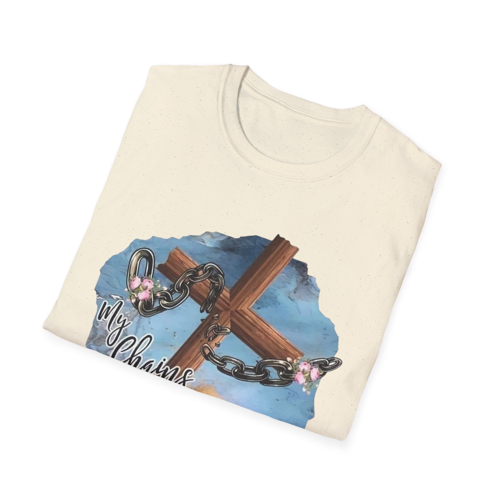 Faith-Inspired Unisex Softstyle T-Shirt - "All Chains are Gone"