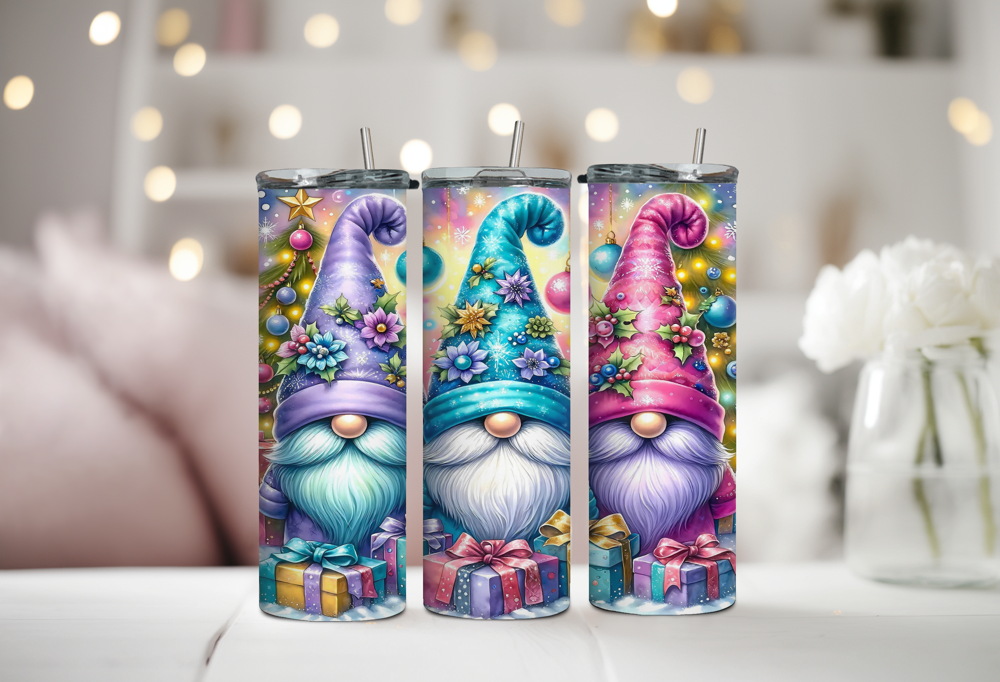 3 Christmas Gnomes 20 oz Tumbler